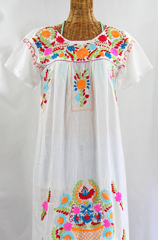 white embroidered mexican dress