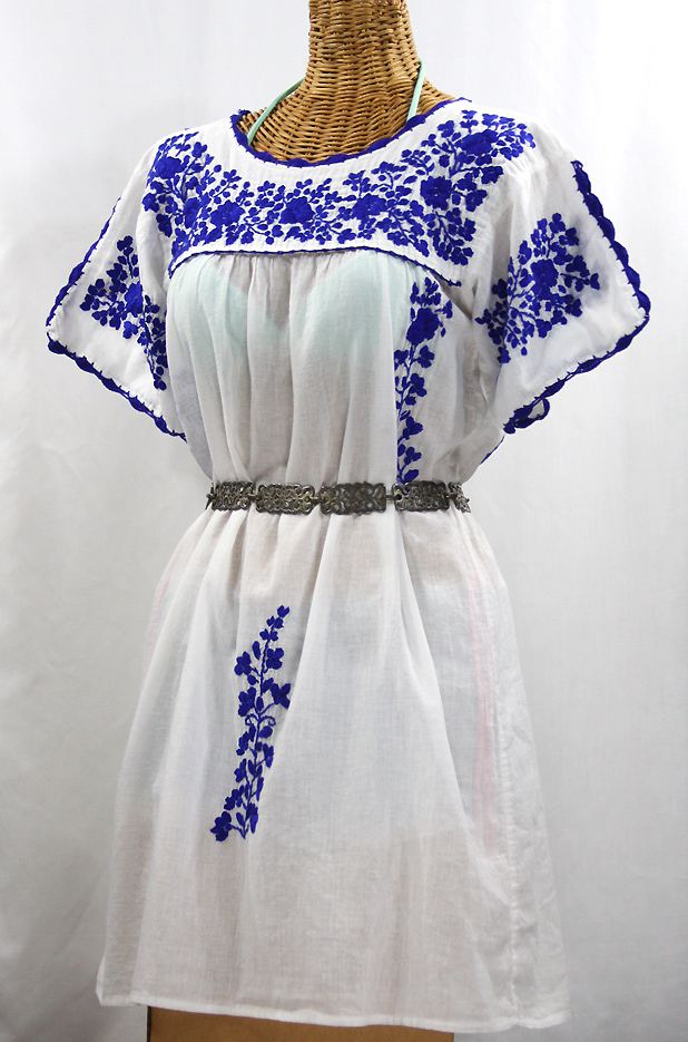 white embroidered mexican dress